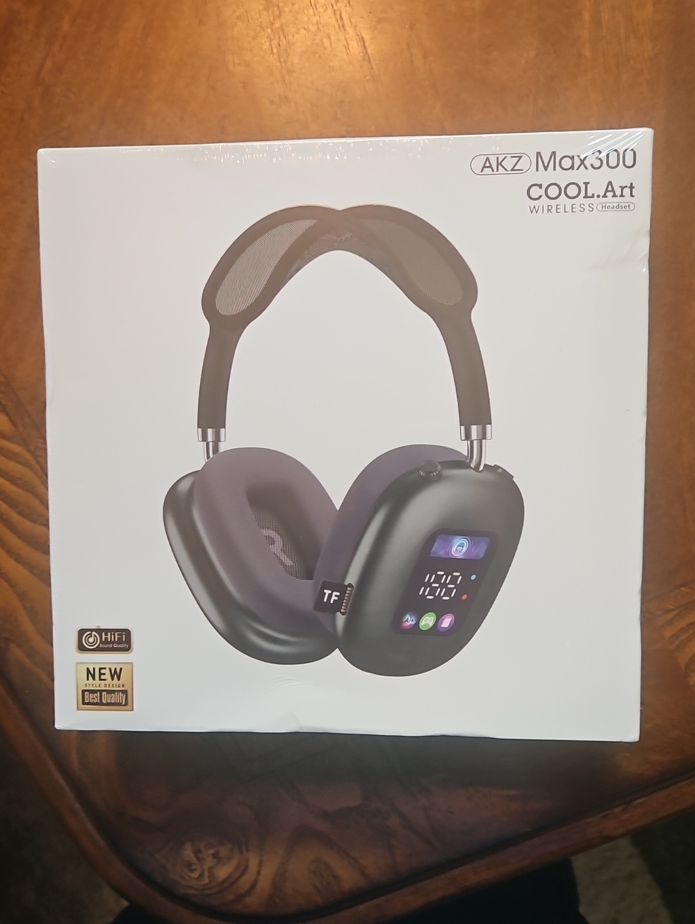Max300 Wireless Headphones in Gray with Built-In Display